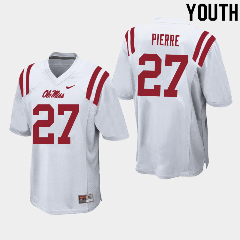 Youth #27 Brandon Pierre Ole Miss Rebels College Football Jerseys Sale-White - Click Image to Close